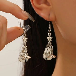 Western Charm Cowboy Boot & Hat Drop Earrings