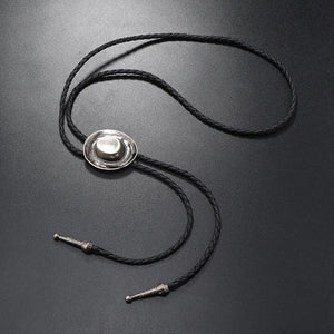 Classic Western Bolo Tie – Silver & Pearl Bolo Tie with Cowboy Charm
