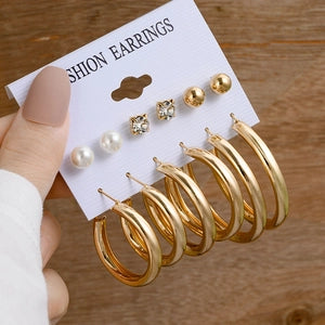 Golden Glow: Sparkle Studs & Classic Hoop Set