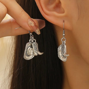 Western Cowboy Hat & Boot Dangle Earrings
