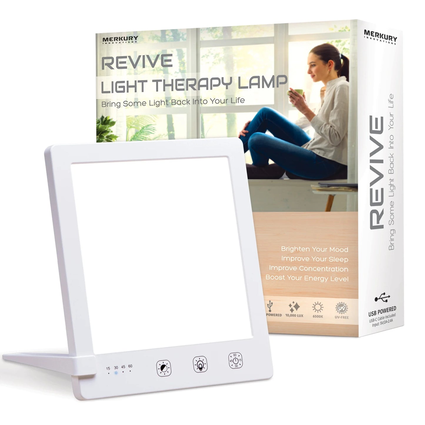 Merkury Innovations Revive Light Therapy Lamp - Improve Sleep - Boost Mood