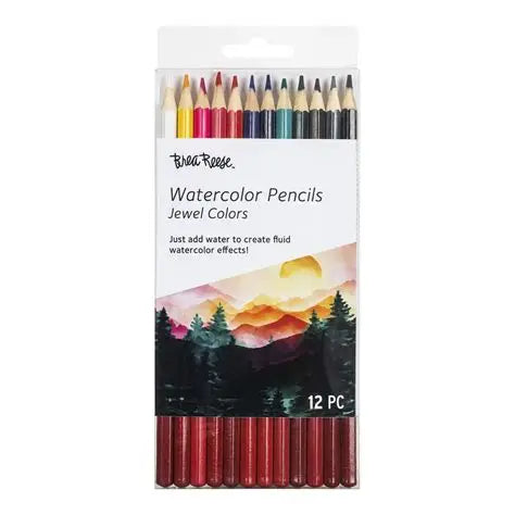 Brea Reese Watercolor Pencils, Medium Point, Jewel-Toned Colors, Pack Of 12 Pencils