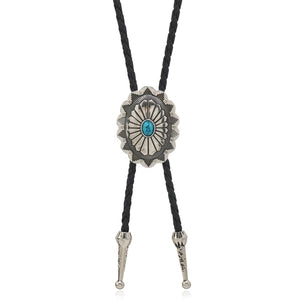 Vintage Turquoise Bloom Bolo Tie – Whimsical Western Bolo Tie with Frontier Charm