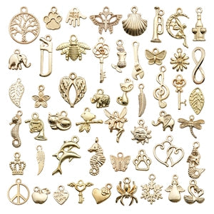 ✨ Golden Grab Bag: Tiny Treasures Galore Over 40 Assorted Charms Mixed✨