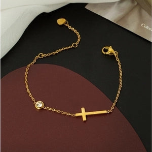 Golden Grace Cross Chain Bracelet