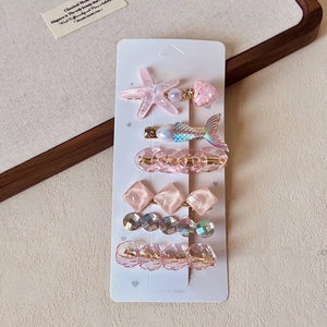 Blush Pearl & Crystal Hair Clip 5 Piece Set