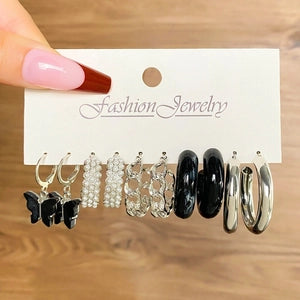 Chic Whimsy Earrings Set – Butterfly, Pearl & Bold Hoop Earrings Collection
