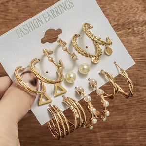 Luxury Gold Layered Hoop & Pearl Earring Set