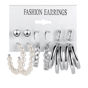 Silver Seduction: Pearls & Bold Hoop Earring Set