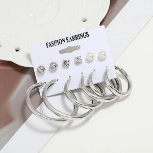 Classic Silver Hoop & Stud Earring Set