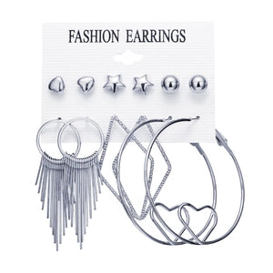 Silver Edge Hoop & Stud Earring Set