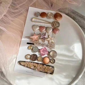 Vintage-Inspired Pearl & Pastel Hair 8 Piece Clip Set