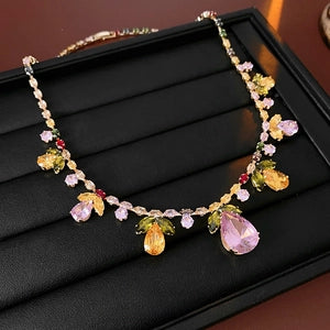 Blush Garden Crystal Statement Necklace