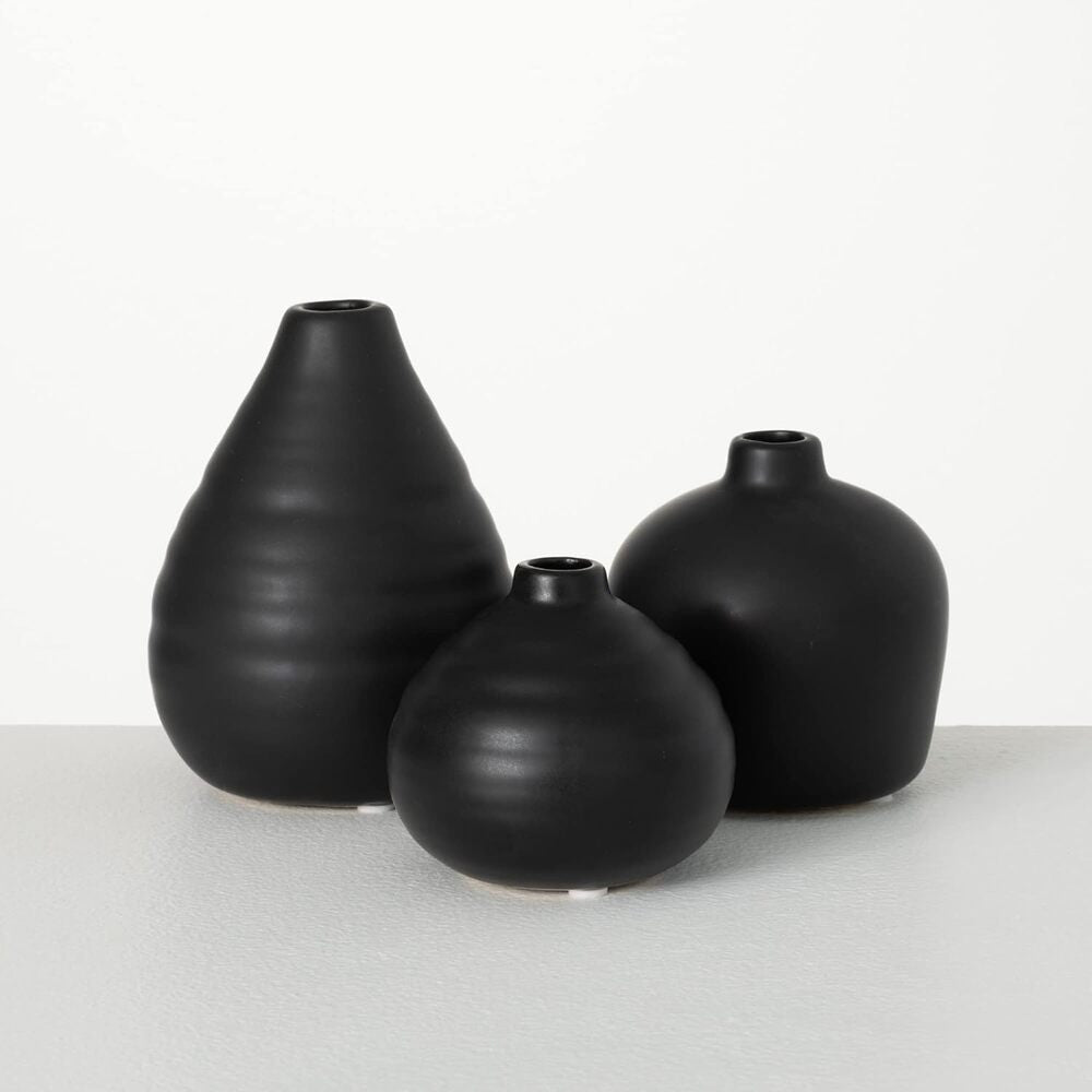 Sullivans Black Ceramic Vase - Set of 3