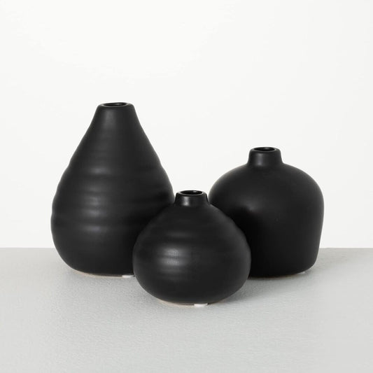 Sullivans Black Ceramic Vase - Set of 3