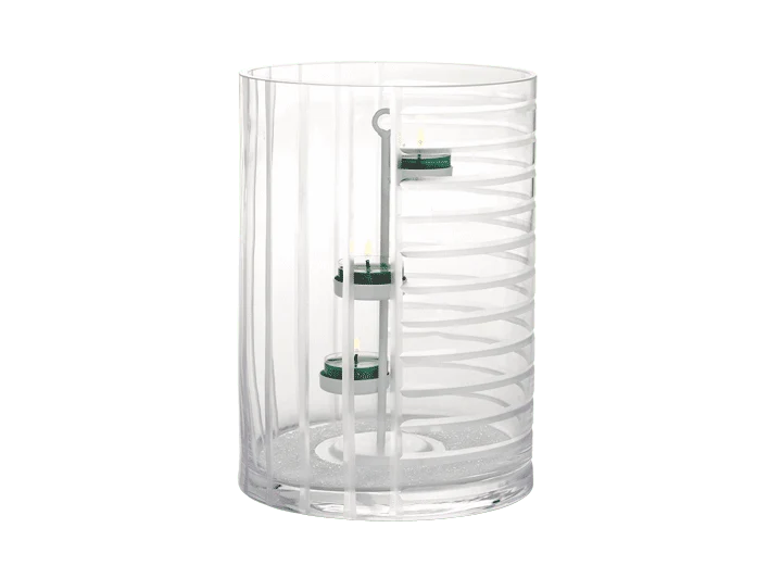 PartyLite Linear Lines Glass Hurricane Candle Holders
