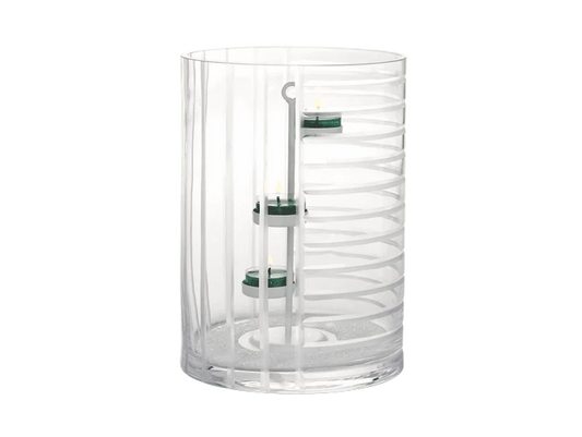 PartyLite Linear Lines Glass Hurricane Candle Holders
