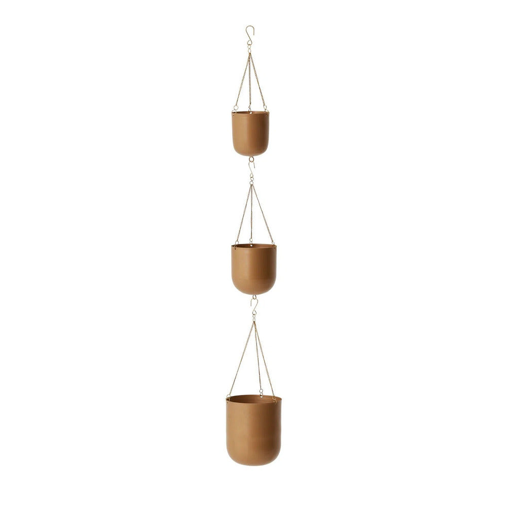 Gold Metal Hanging Planters - 3 Piece By Ashluxe