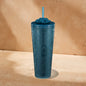 Navy Floral Cold Cup with Blooming Flower Straw Charm (24oz)
