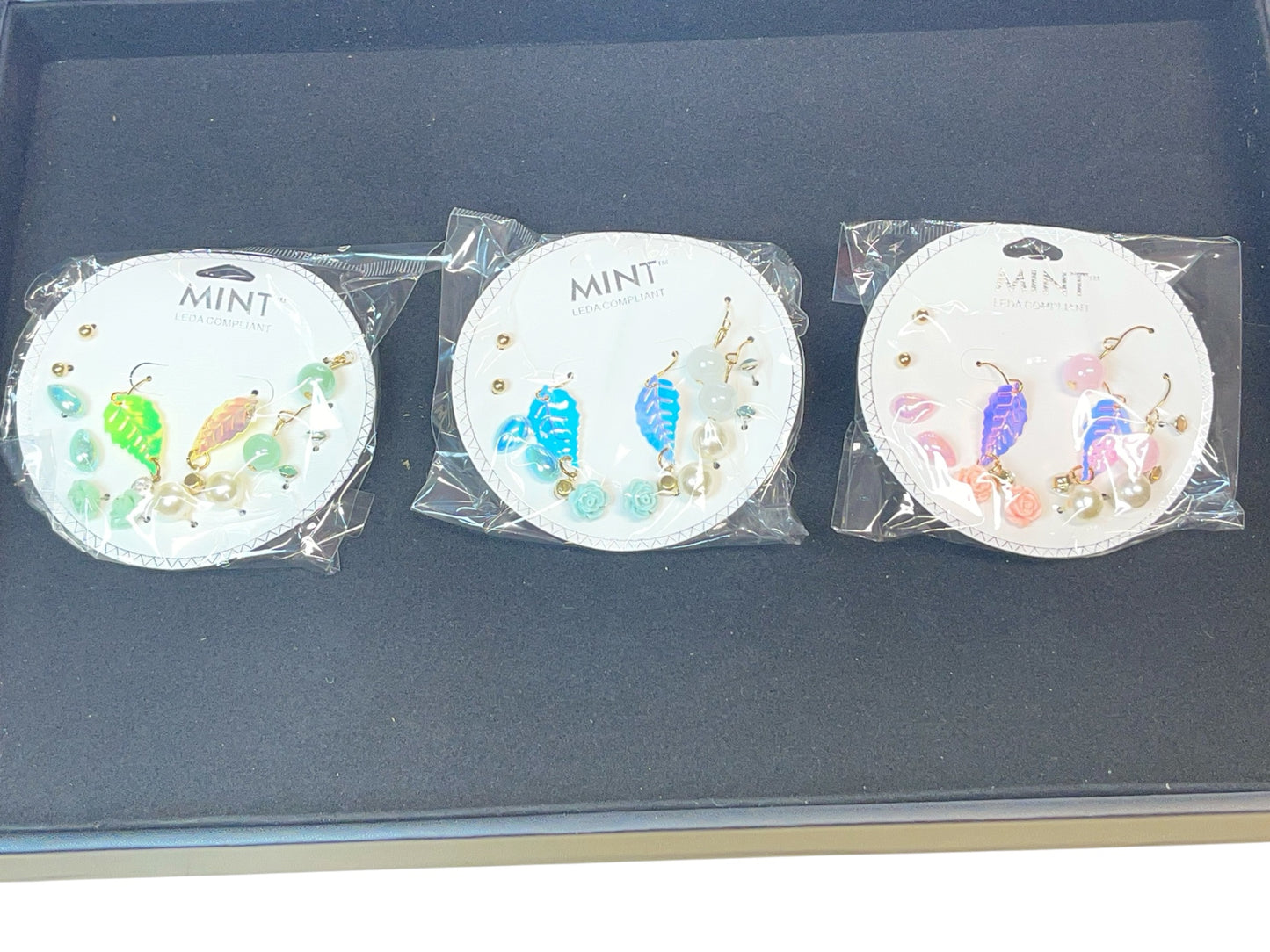 Whimsy Garden Charm Holographic Earring Set 7 pair per card - 12 cards!