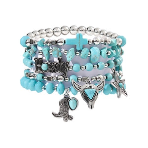 Bohemian Multi-layer Bracelet Set Synthetic Turquoise Alloy Star Boot