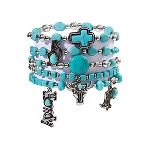 Bohemian Multi-layer Bracelet Set Synthetic Turquoise Alloy Howdy