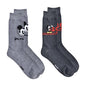 Disney Mickey Mouse Men's 2-Pack Vintage Crew Socks, Light Gray Heather, 10/13