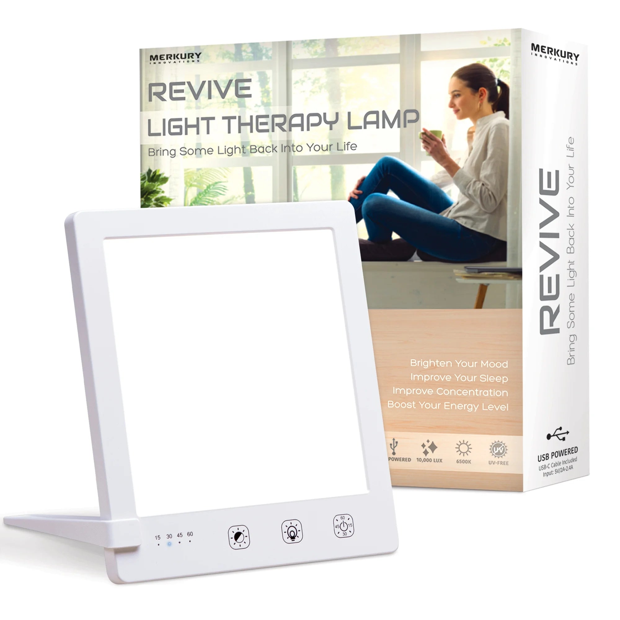 Merkury Innovations Revive Light Therapy Lamp - Improve Sleep - Boost Mood